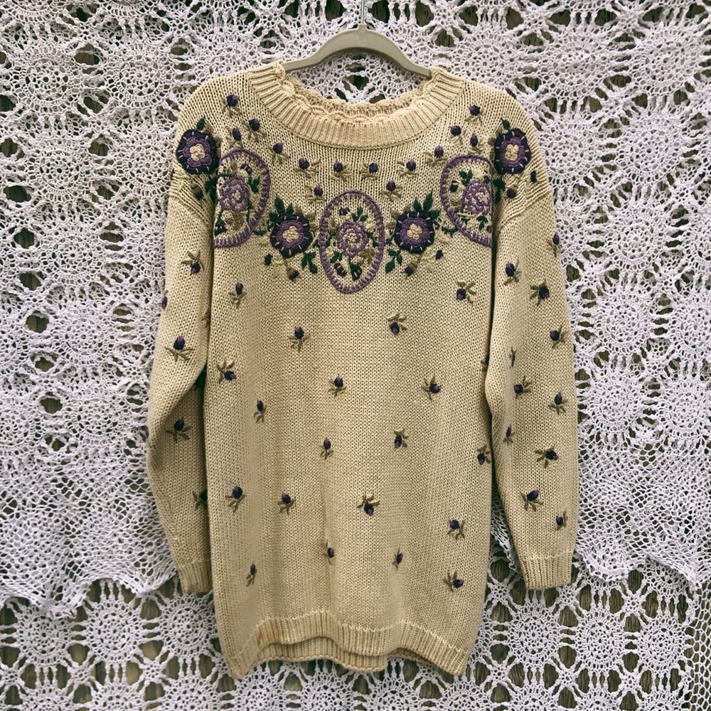 Vintage Embroidered Knit Sweater